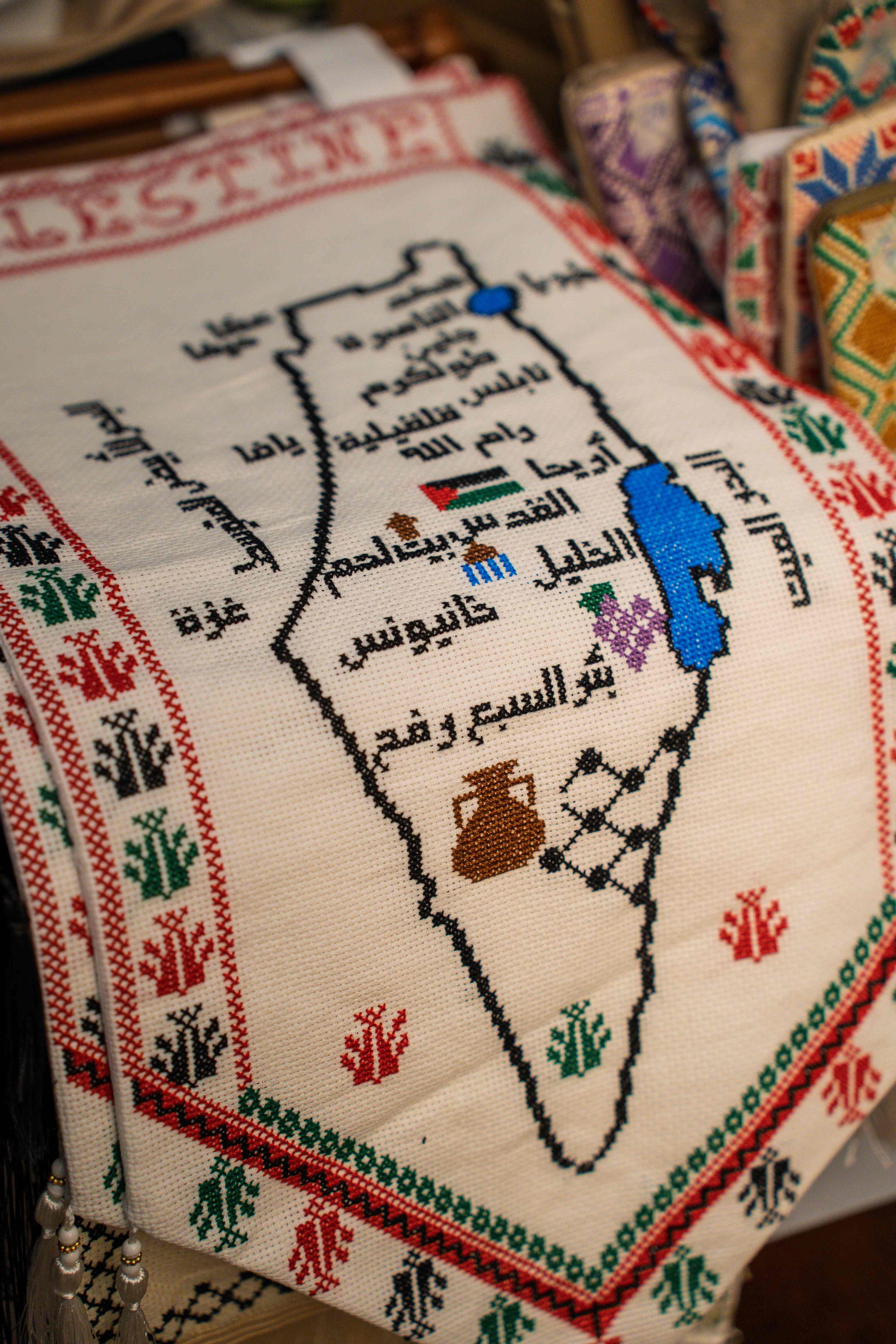 Embroidered map